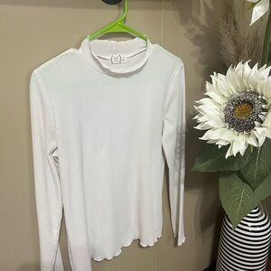 Maurices Ivory Ribbed Long Sleeve Top